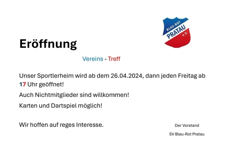 Vereins-Treff startet ab 26. April