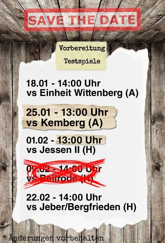 *UPDATE* Vorbereitungsplan Männer