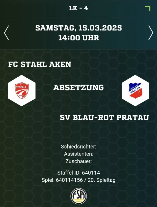 Spiel fällt aus