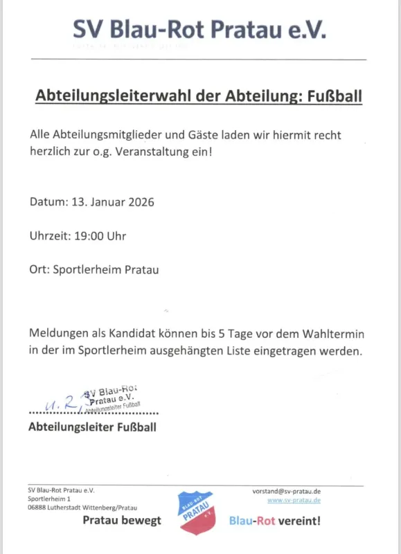 Abteilungsleiterwahl Fußball